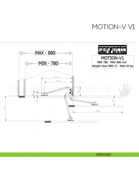 Sistema complanare per armadio Servetto Motion-V V1 disegno