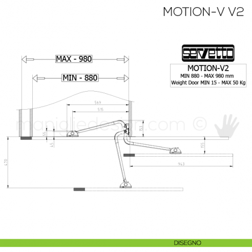 Sistema complanare per armadio Servetto Motion-V V2 disegno