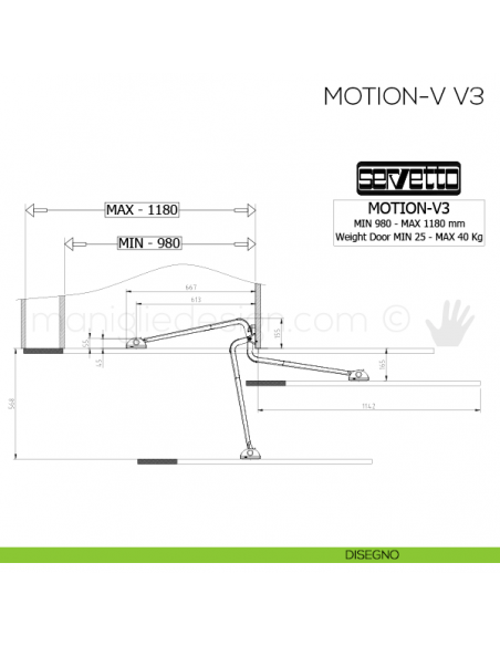 Sistema complanare per armadio Servetto Motion-V V3 disegno
