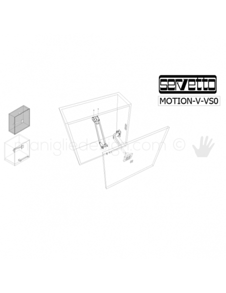 Sistema complanare per sportello Servetto Motion-V VS0 disegno