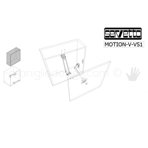 Sistema complanare per sportello Servetto Motion-V VS1 disegno