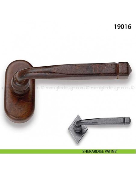 Maniglia  in ferro per finestra martellina dk Metal Style 19016 sherardise patinè