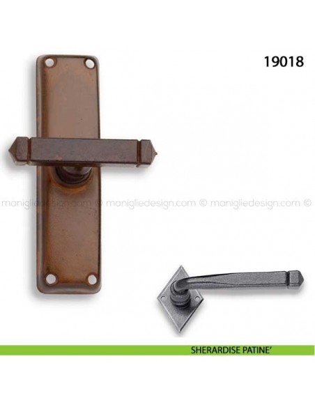 Maniglia in ferro per finestra cremonese Metal Style 19018 sherardise patinè