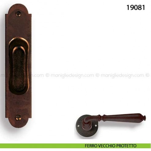 Maniglia incasso porta scorrevole Metal style senza foro chiave 19081 ferro vecchio protetto