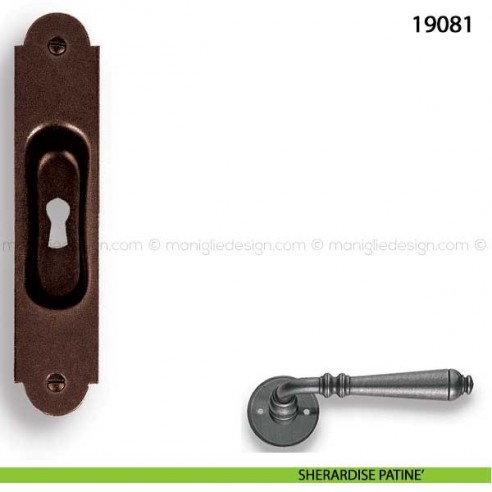 Maniglia incasso porta scorrevole Metal style con foro chiave 19081 sherardise patinè