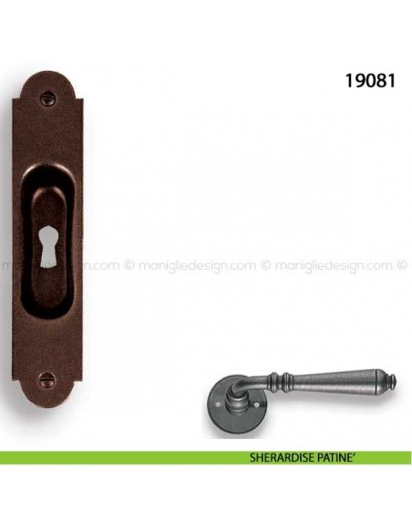 Maniglia incasso porta scorrevole Metal style con foro chiave 19081 sherardise patinè