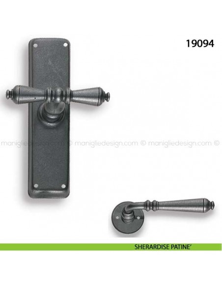 Maniglia in ferro per finestra cremonese Metal Style 19094 sherardise patinè