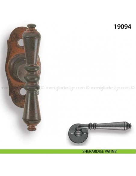 Maniglia in ferro per finestra martellina Metal Style 19094 sherardise patinè