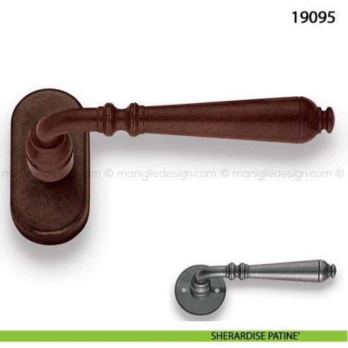 Maniglia in ferro per finestra martellina dk Metal Style 19095 sherardise patinè