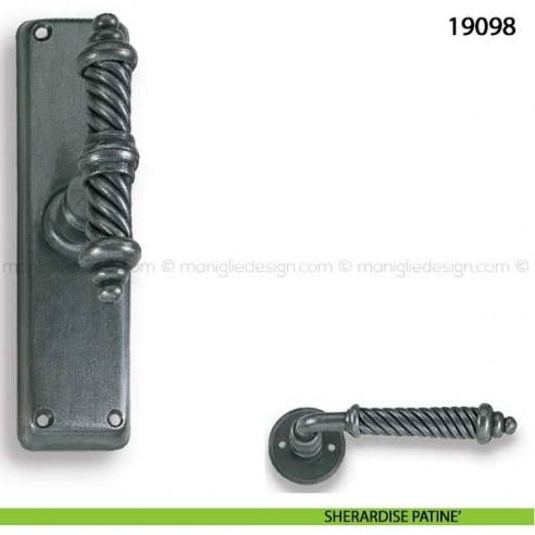 Maniglia in ferro per finestra cremonese Metal Style 19098 sherardise patinè