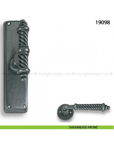 Maniglia in ferro per finestra cremonese Metal Style 19098 sherardise patinè