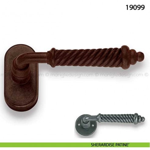 Maniglia in ferro per finestra martellina dk Metal Style 19099 sherardise patinè