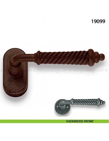 Maniglia in ferro per finestra martellina dk Metal Style 19099 sherardise patinè