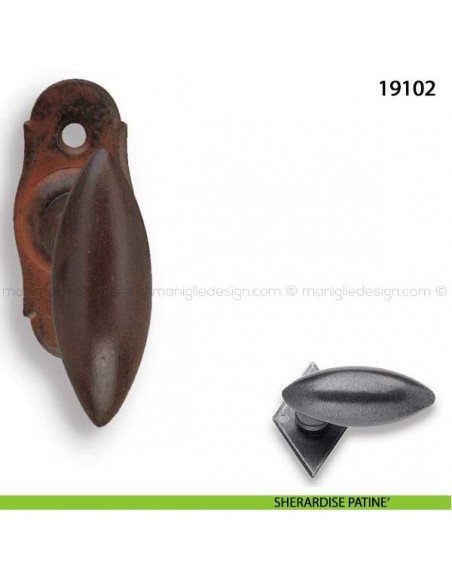 Maniglia in ferro per finestra martellina Metal Style 19102 sherardise patinè