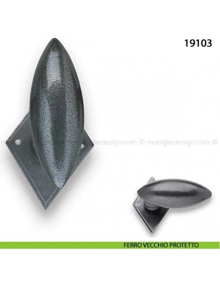 Pomello girevole in ferro per porta Metal Style 19103 misura 30x75 mm sherardise patinè