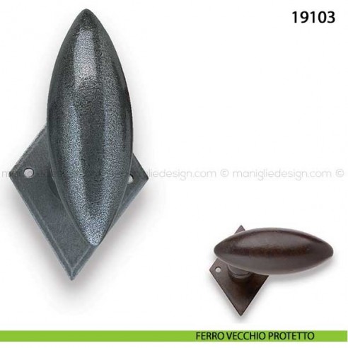Pomello girevole in ferro per porta Metal Style 19103 misura 30x75 mm ferro vecchio protetto