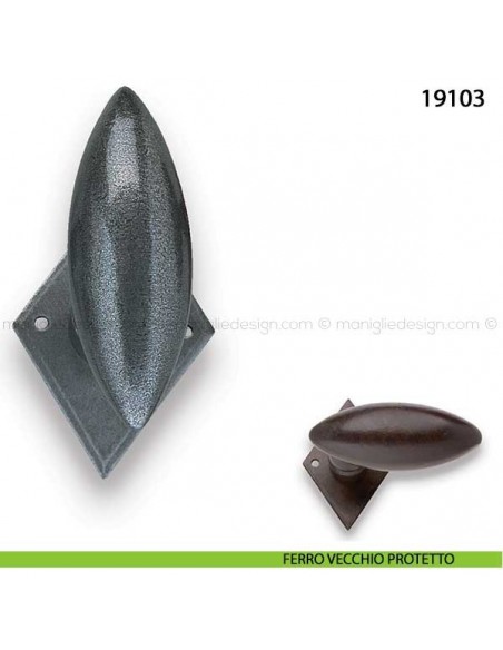 Pomello girevole in ferro per porta Metal Style 19103 misura 30x75 mm ferro vecchio protetto