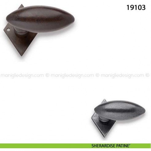 Maniglia in ferro per porta Metal Style 19189 sherardise patinè