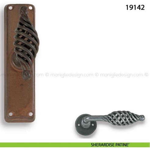 Maniglia in ferro per finestra cremonese Metal Style 19142 sherardise patinè