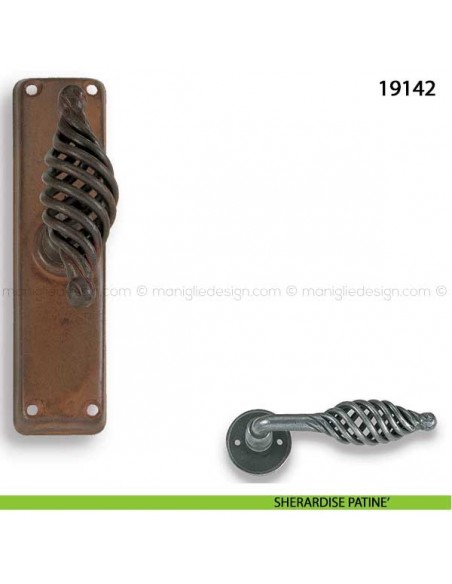 Maniglia in ferro per finestra cremonese Metal Style 19142 sherardise patinè