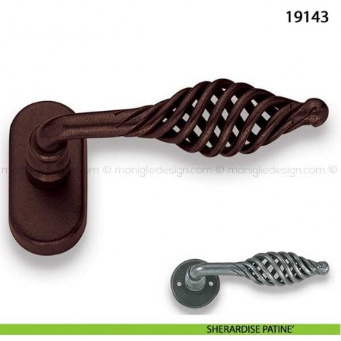 Maniglia in ferro per finestra martellina dk Metal Style 19143 sherardise patinè