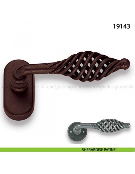 Maniglia in ferro per finestra martellina dk Metal Style 19143 sherardise patinè