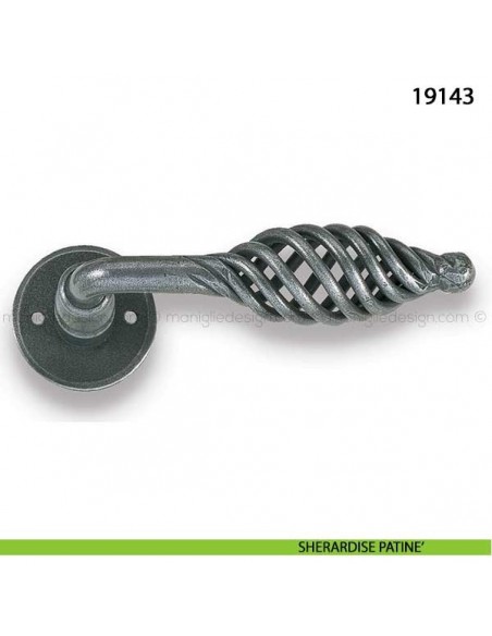Maniglia in ferro per porta Metal Style 19143 sherardise patinè