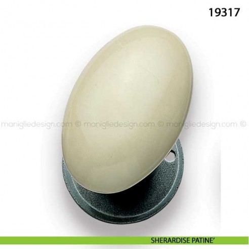 Pomello porcellana champagne girevole per porta Metal Style 19317 sherardise patinè