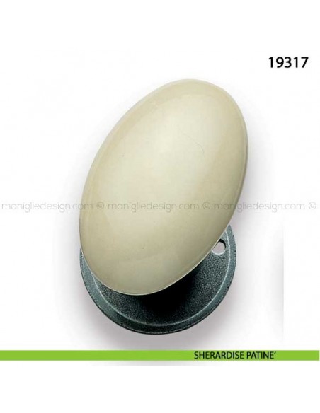 Pomello porcellana champagne girevole per porta Metal Style 19317 sherardise patinè