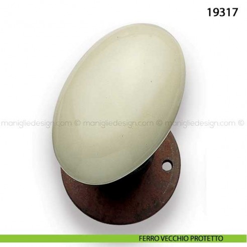 Pomello porcellana champagne girevole per porta Metal Style 19317 ferro vecchio protetto