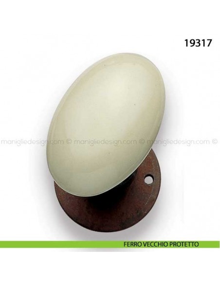 Pomello porcellana champagne girevole per porta Metal Style 19317 ferro vecchio protetto
