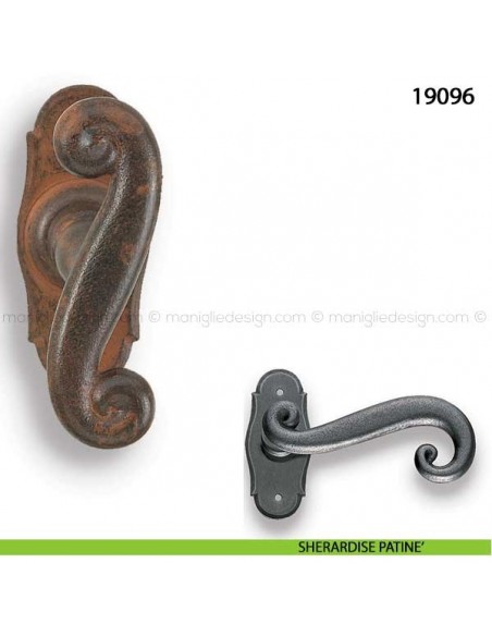 Maniglia in ferro per finestra martellina Metal Style 19096 sherardise patinè