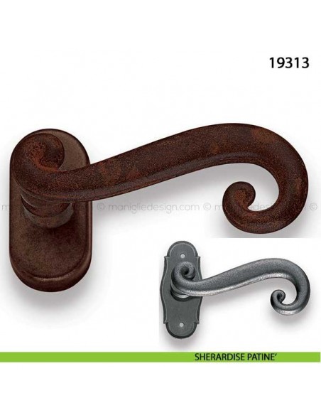 Maniglia in ferro per finestra martellina dk Metal Style 19313 sherardise patinè