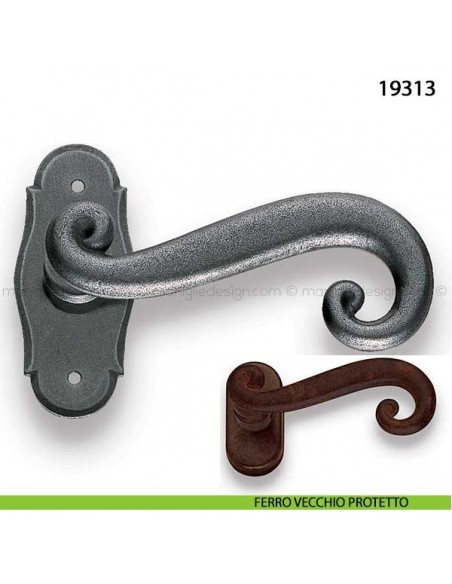 Maniglia in ferro per porta Metal Style 19313 ferro vecchio protetto