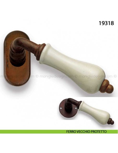 Maniglia porcellana champagne per finestra martellina dk Metal Style 19318 ferro vecchio protetto