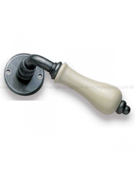 Maniglia porcellana champagne per porta Metal Style 19138