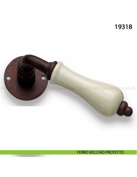 Maniglia porcellana champagne per porta Metal Style 19138 ferro vecchio protetto