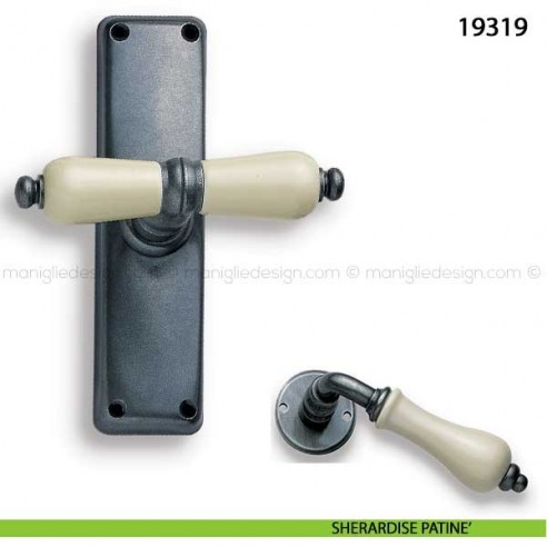 Maniglia porcellana champagne per finestra cremonese Metal Style 19319 sherardise patinè