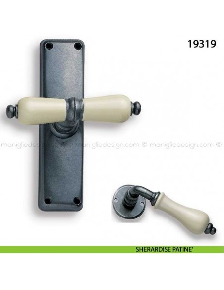 Maniglia porcellana champagne per finestra cremonese Metal Style 19319 sherardise patinè