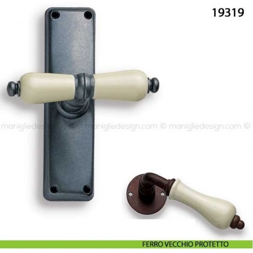 Maniglia porcellana champagne per finestra cremonese Metal Style 19319 ferro vecchio protetto