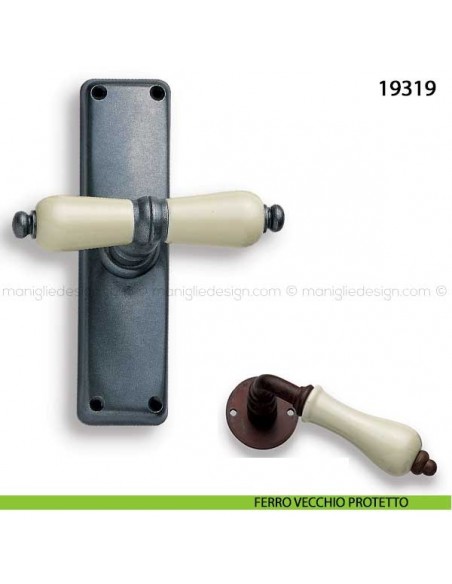 Maniglia porcellana champagne per finestra cremonese Metal Style 19319 ferro vecchio protetto