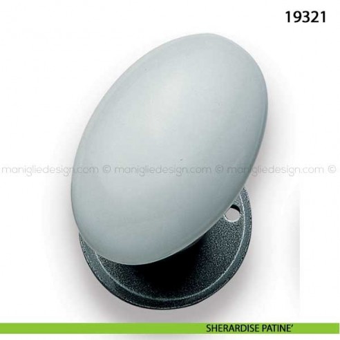 Pomello porcellana bianca girevole per porta Metal Style 19321 sherardise patinè