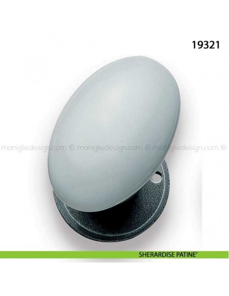 Pomello porcellana bianca girevole per porta Metal Style 19321 sherardise patinè