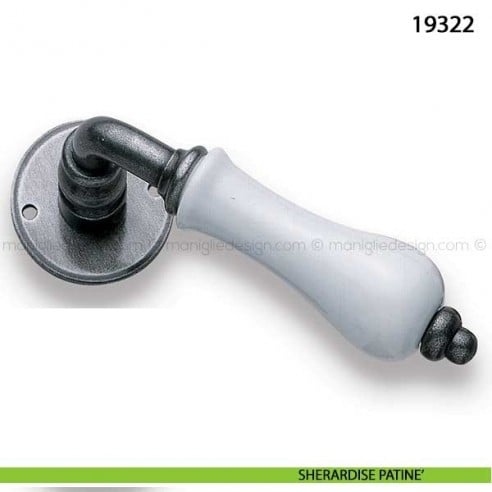 Maniglia porcellana bianca per porta Metal Style 19322 sherardise patinè