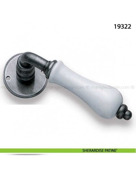 Maniglia porcellana bianca per porta Metal Style 19322 sherardise patinè