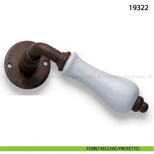 Maniglia porcellana bianca per porta Metal Style 19322 ferro vecchio protetto