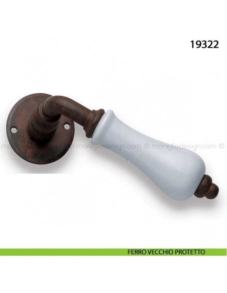 Maniglia porcellana bianca per porta Metal Style 19322 ferro vecchio protetto