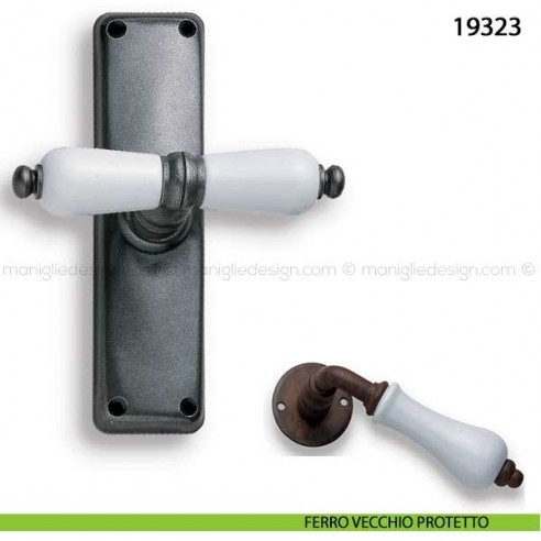 Maniglia porcellana bianca per finestra cremonese Metal Style 19323 ferro vecchio protetto
