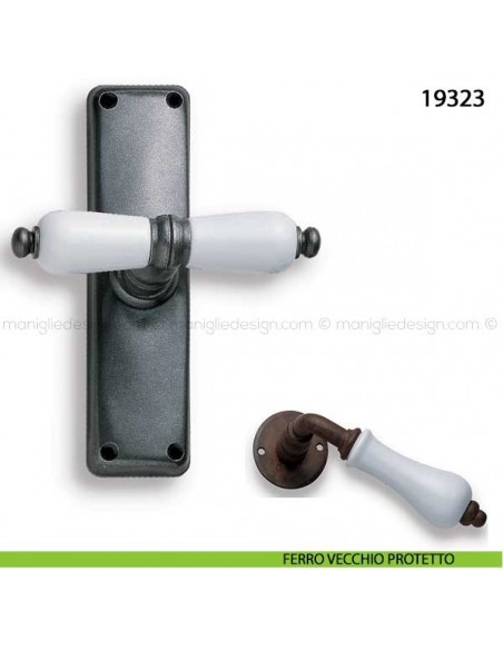 Maniglia porcellana bianca per finestra cremonese Metal Style 19323 ferro vecchio protetto