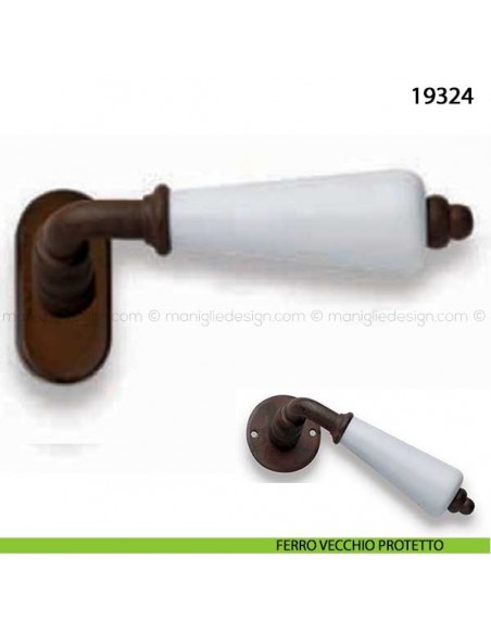 Maniglia porcellana bianca per finestra martellina dk Metal Style 19324 ferro vecchio protetto